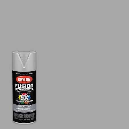 Short Cuts Krylon Fusion All-In-One Satin Pewter Gray Paint+Primer Spray Paint 12 oz K02744007